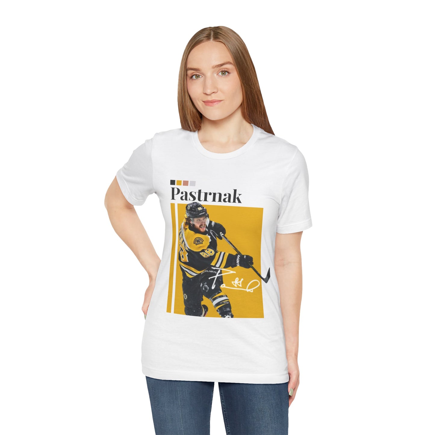 NHL All-Star David Pastrnak Graphic Streetwear Tee womens white tshirt front