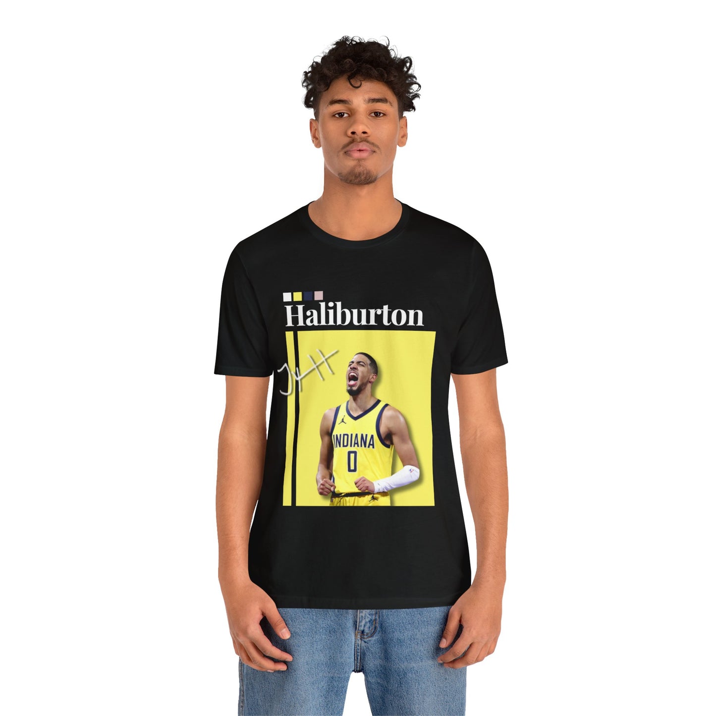 All-Star Tyrese Haliburton Graphic Streetwear Tee front blacl tshirt mens