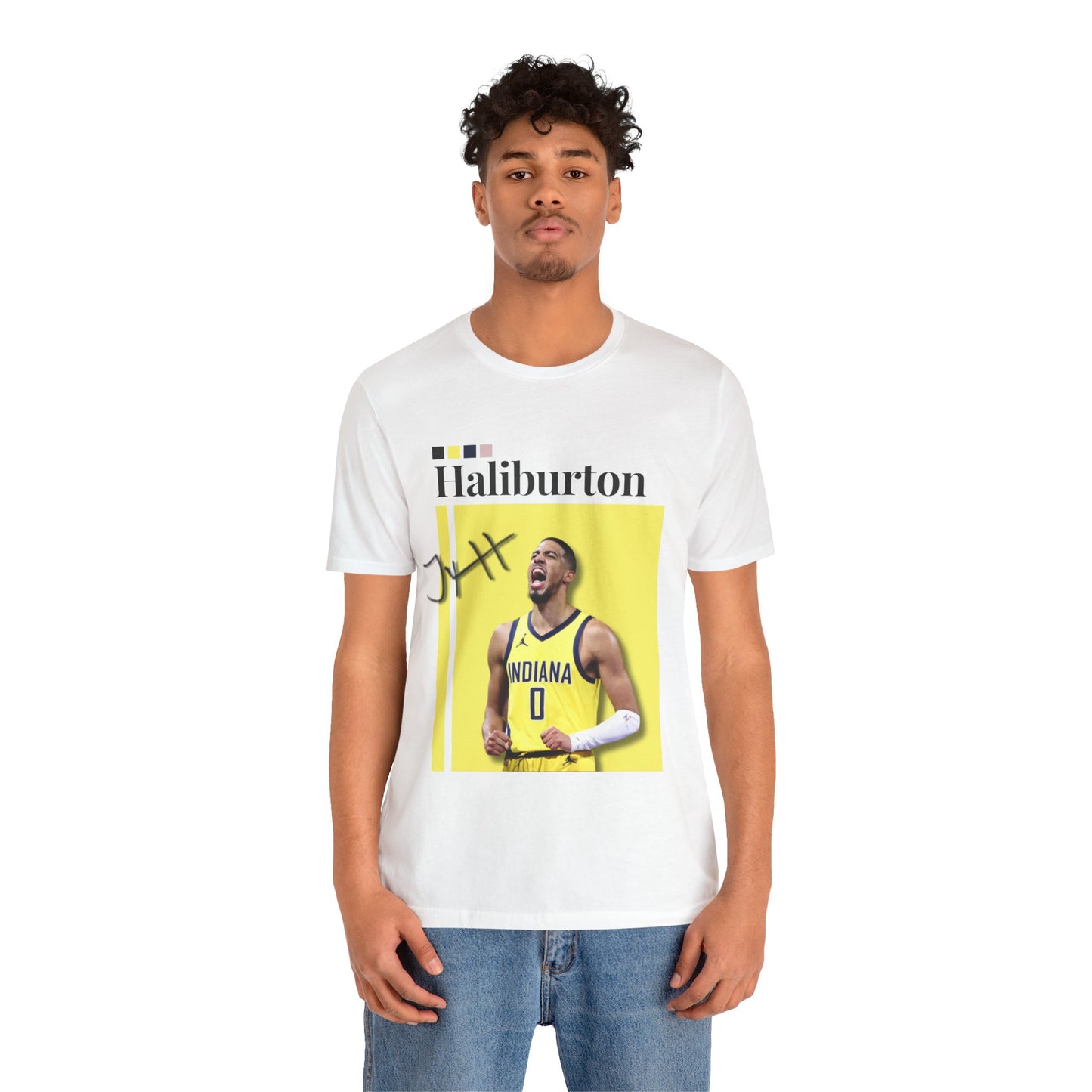 All-Star Tyrese Haliburton Graphic Streetwear Tee front white mens fashion