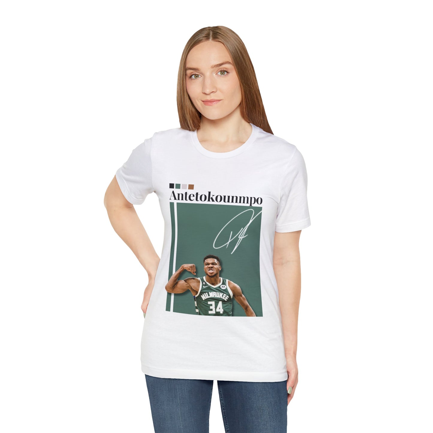 NBA All-Star Giannis Antetokounmpo Graphic Streetwear Tee womens fashion white tee