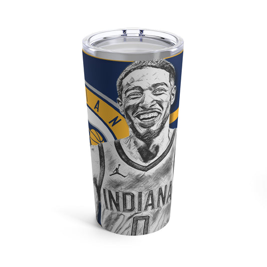 Indiana Pacers 0 Tyrese Haliburton Tumbler 20oz front