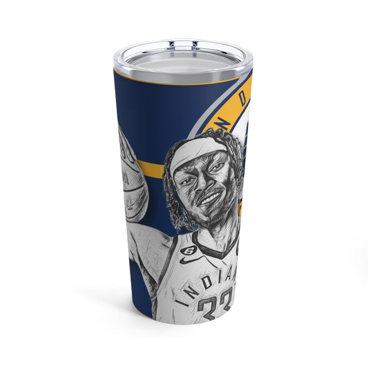 Indiana Pacers 33 Myles Turner Tumbler 20oz front
