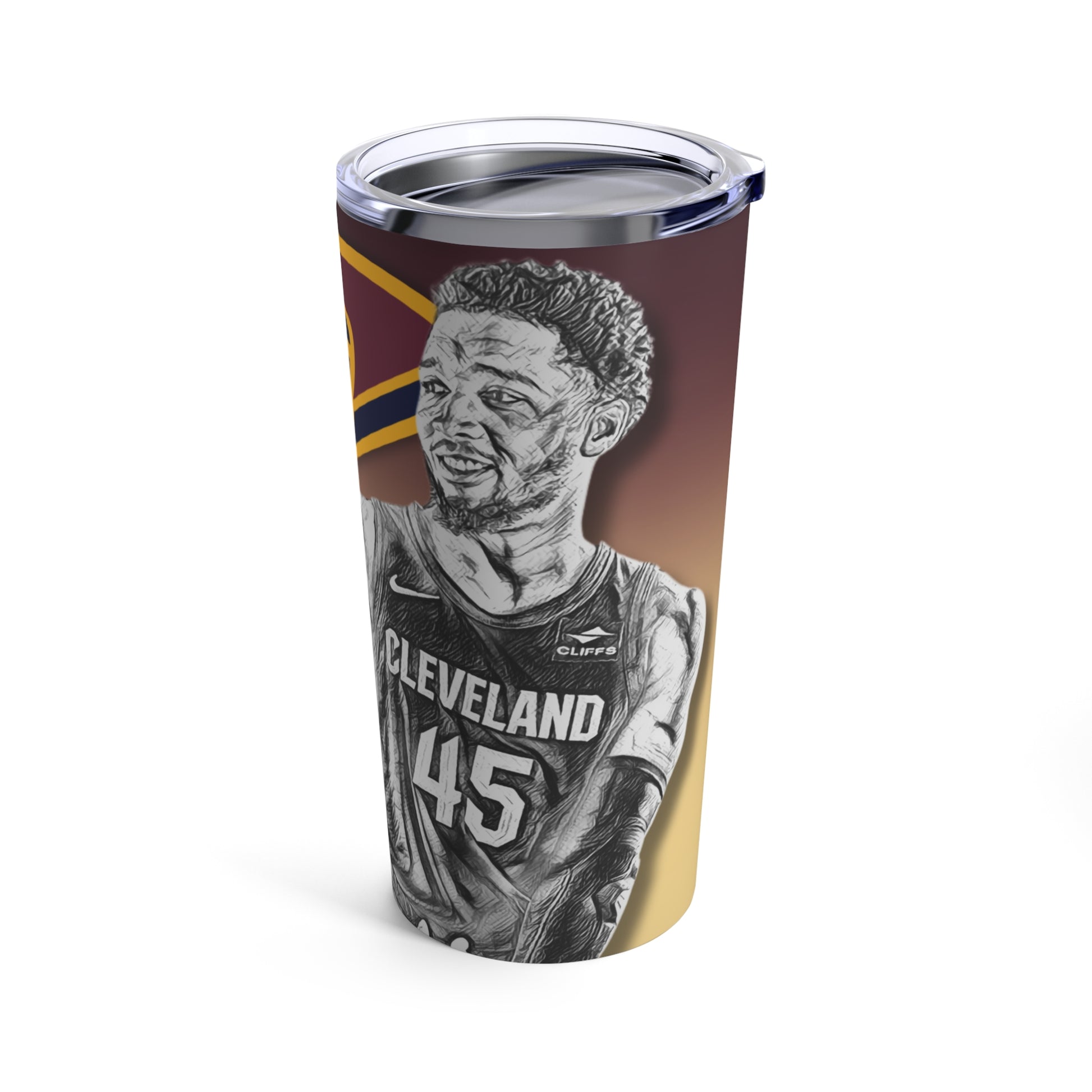 Cleveland Cavaliers 45 Donovan Mitchell Tumbler 20oz front