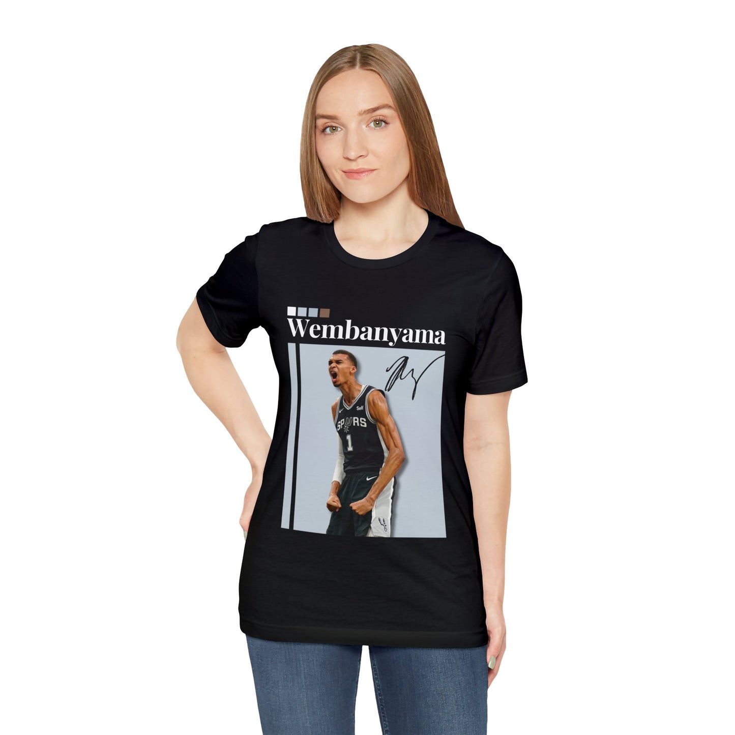 NBA All-Star Victor Wembanyama Graphic Streetwear Tee womens black basketball graphic tee