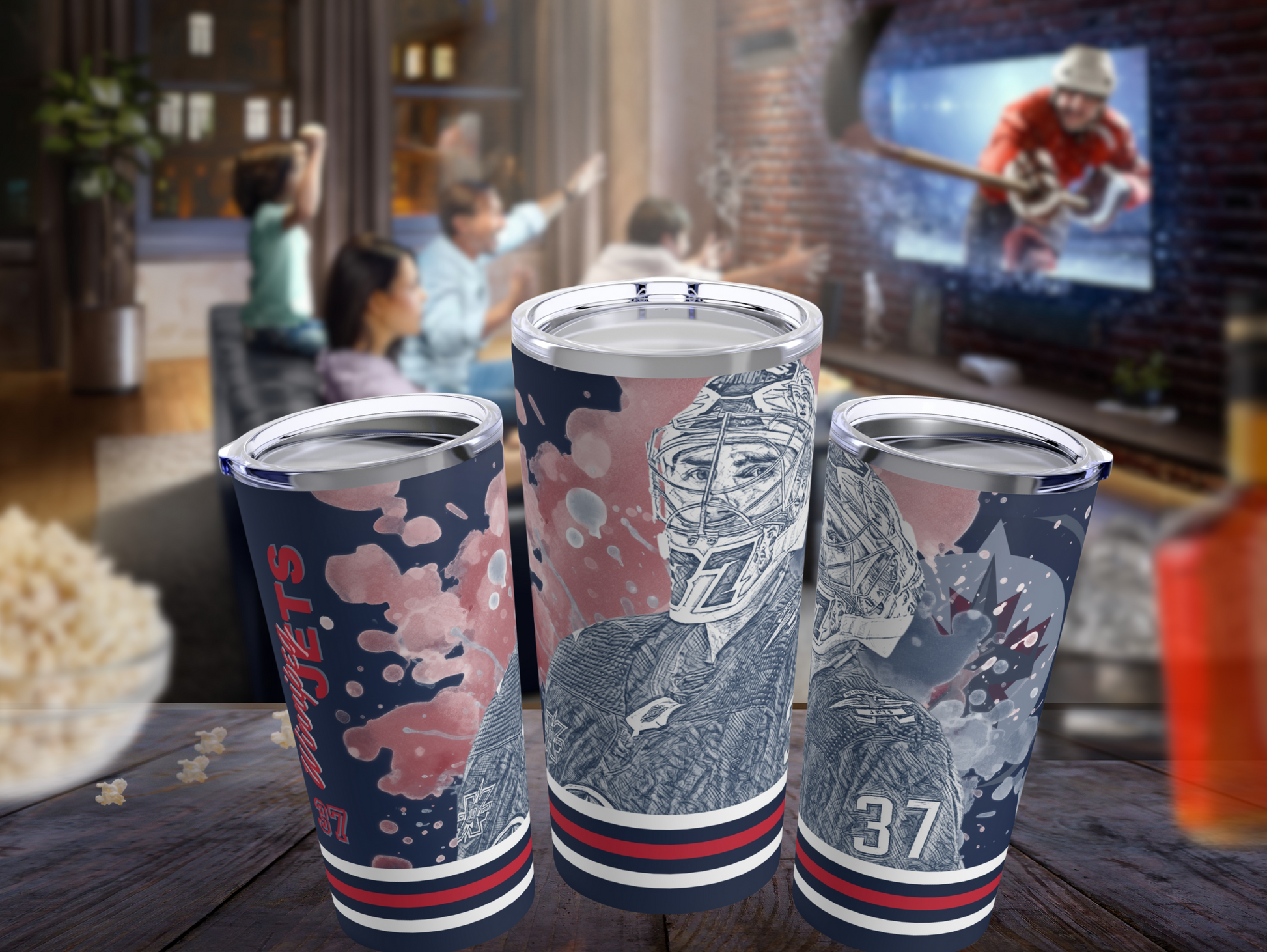 WINNIPEG JETS 37 CONNOR HELLEBUYCK Tumbler 20oz mockup