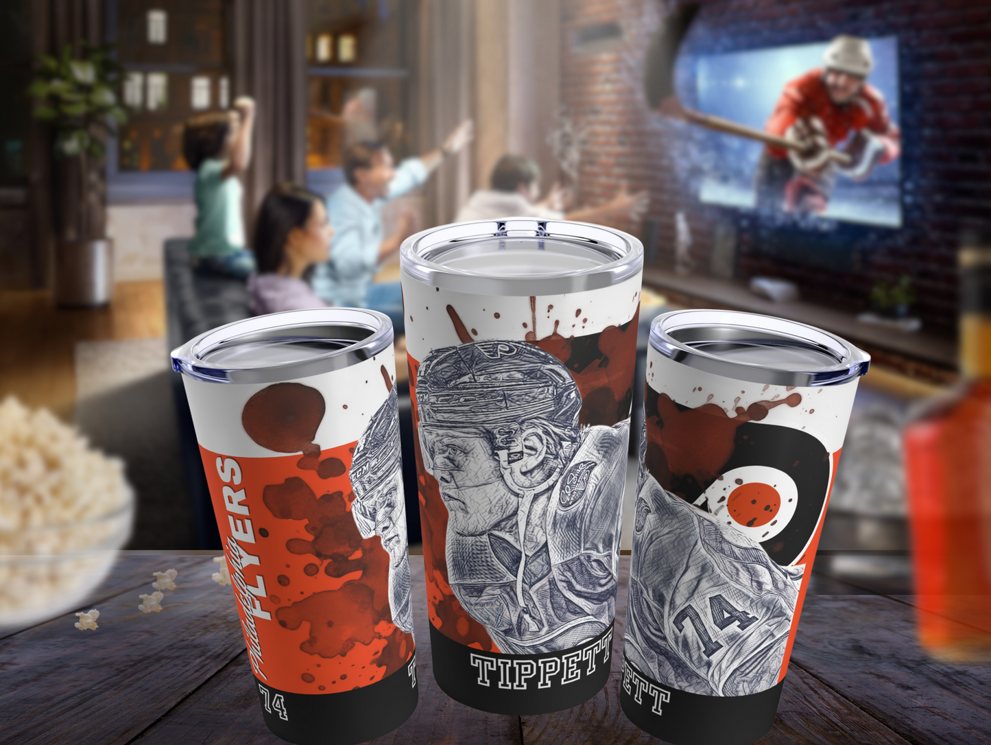 PHILADELPHIA FLYERS 74 OWEN TIPPETT Tumbler 20oz mockup