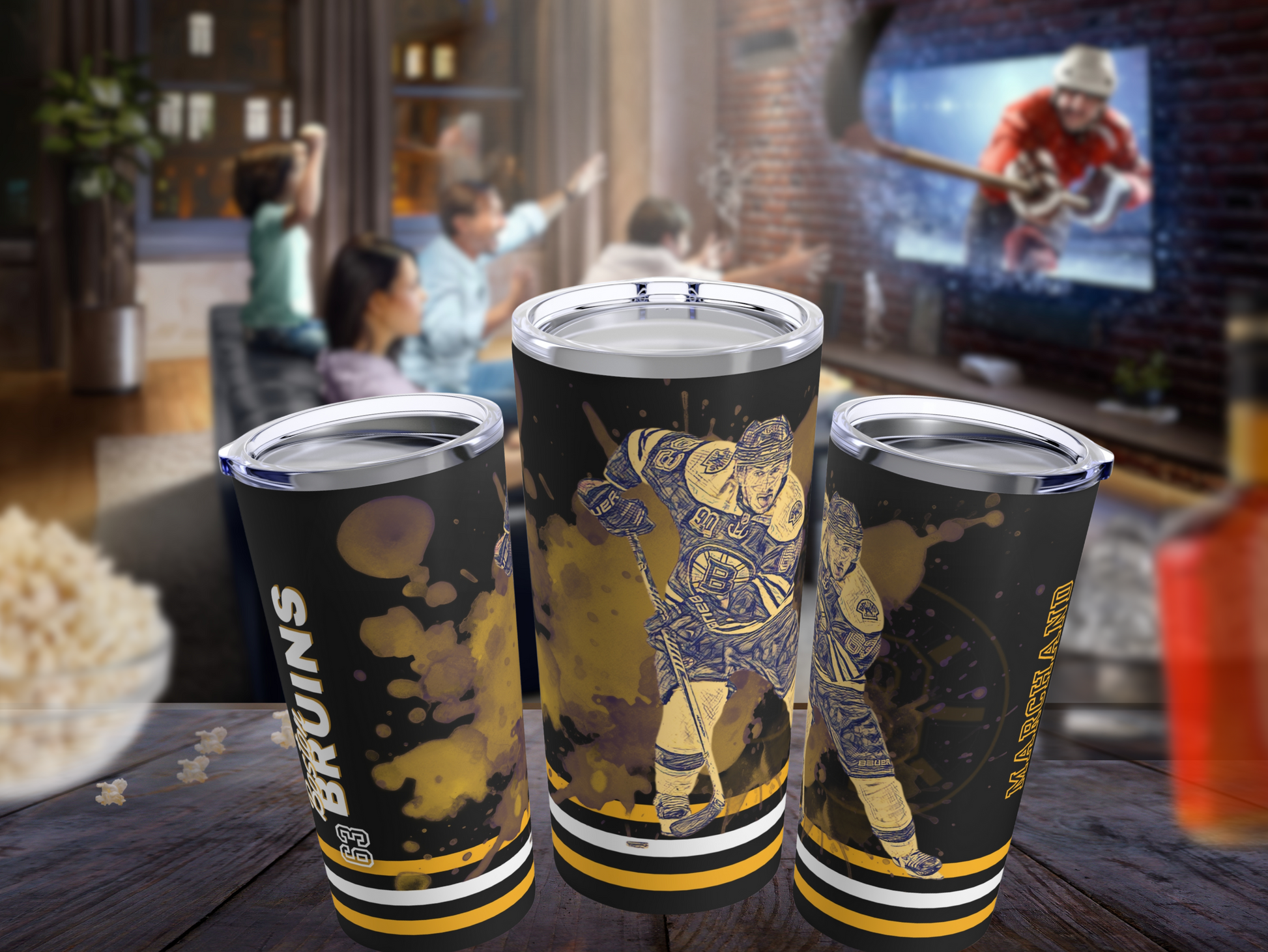 BOSTON BRUINS 63 BRAD MARCHAND Tumbler 20oz mockup