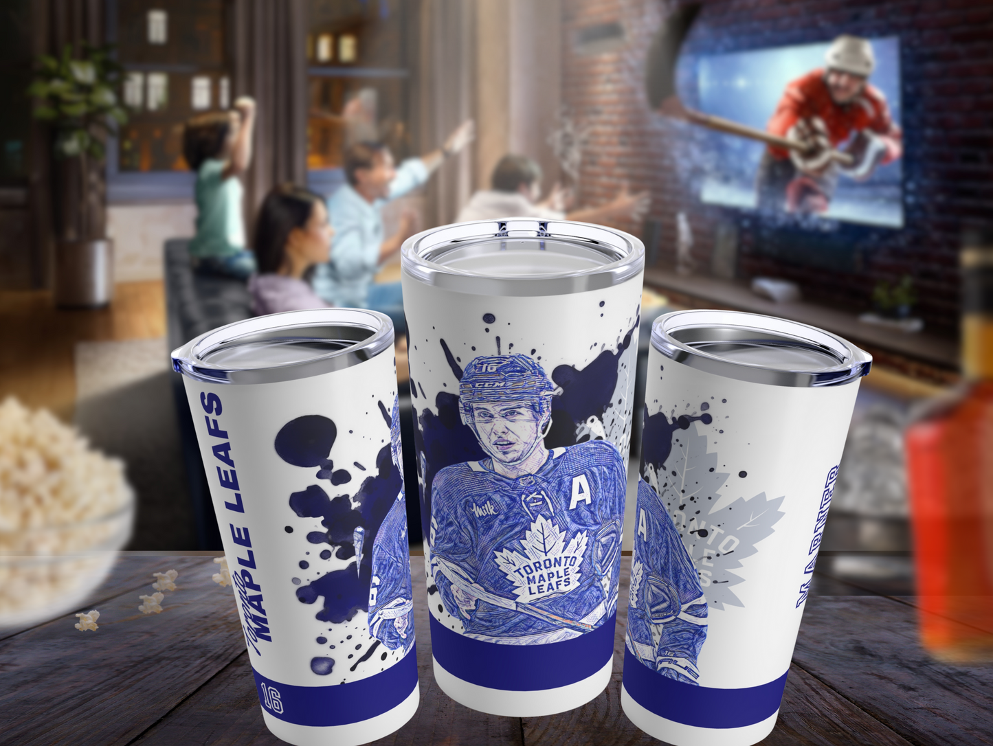 TORONTO MAPLE LEAFS 16 MITCH MARNER Tumbler 20oz mockup