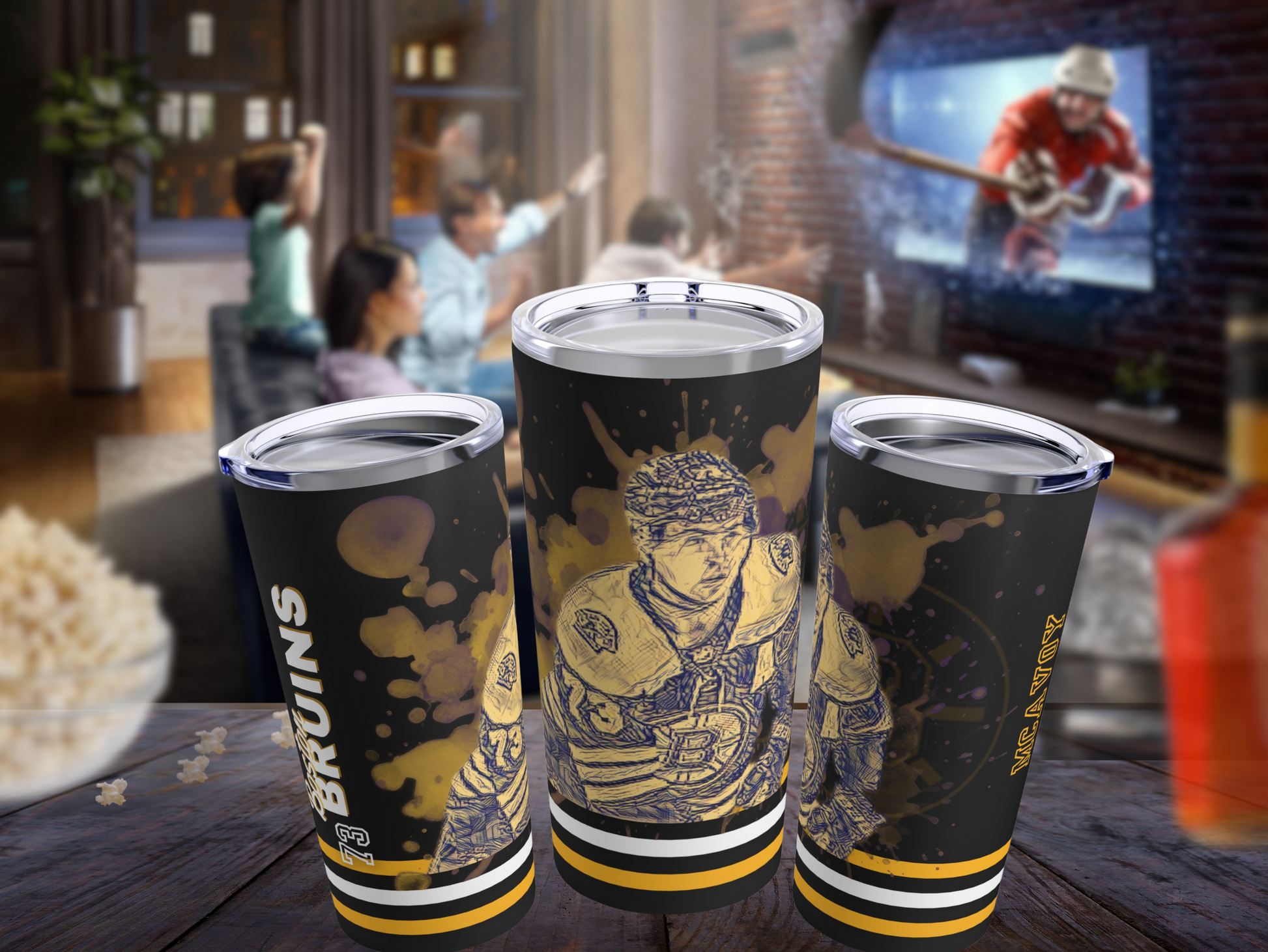 BOSTON BRUINS 73 CHARLIE MCAVOY Tumbler 20oz mockup