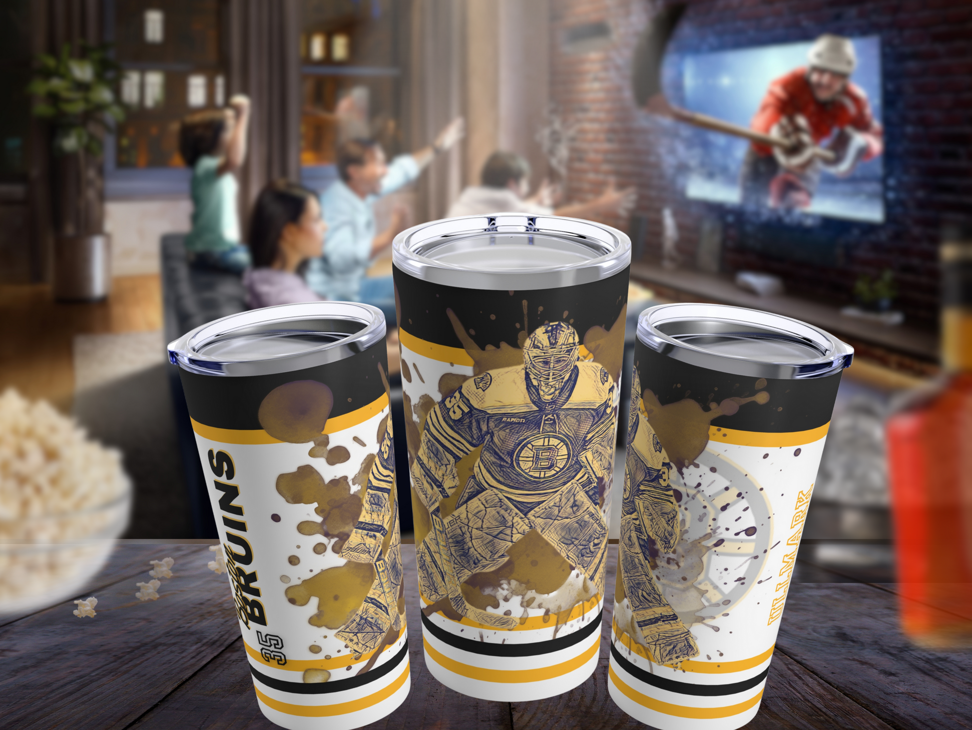 BOSTON BRUINS 35 LINUS ULLMARK Tumbler 20oz mockup