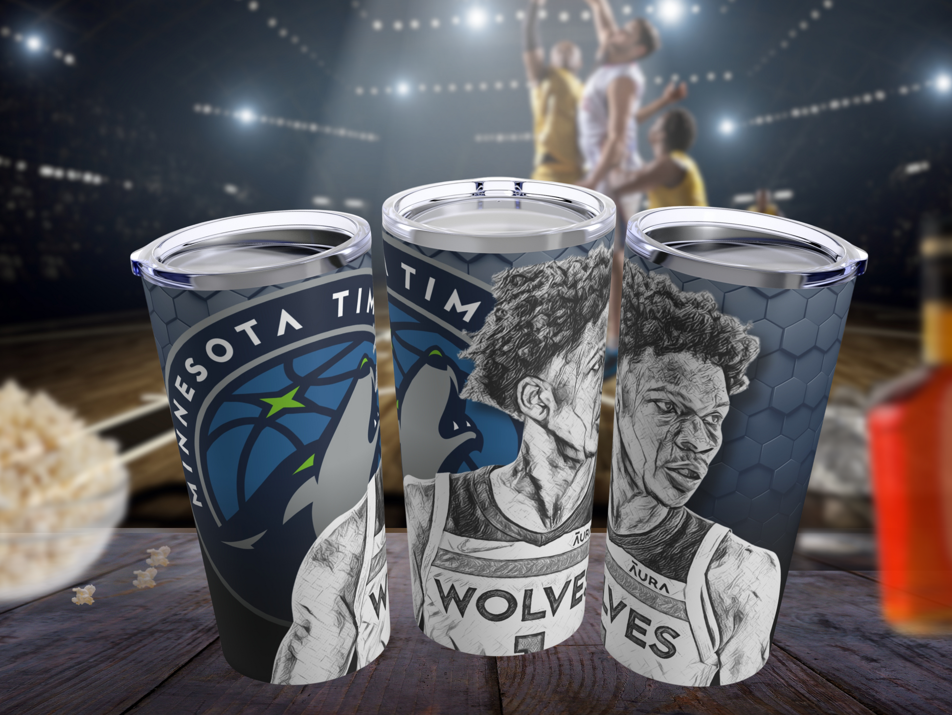 Minnesota Timberwolves 5 Anthony Edwards Tumbler 20oz mockup