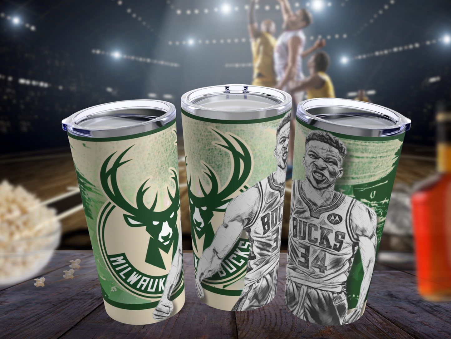 MILWAUKEE BUCKS 34 GIANNIS ANTETOKOUNMPO Tumbler 20oz