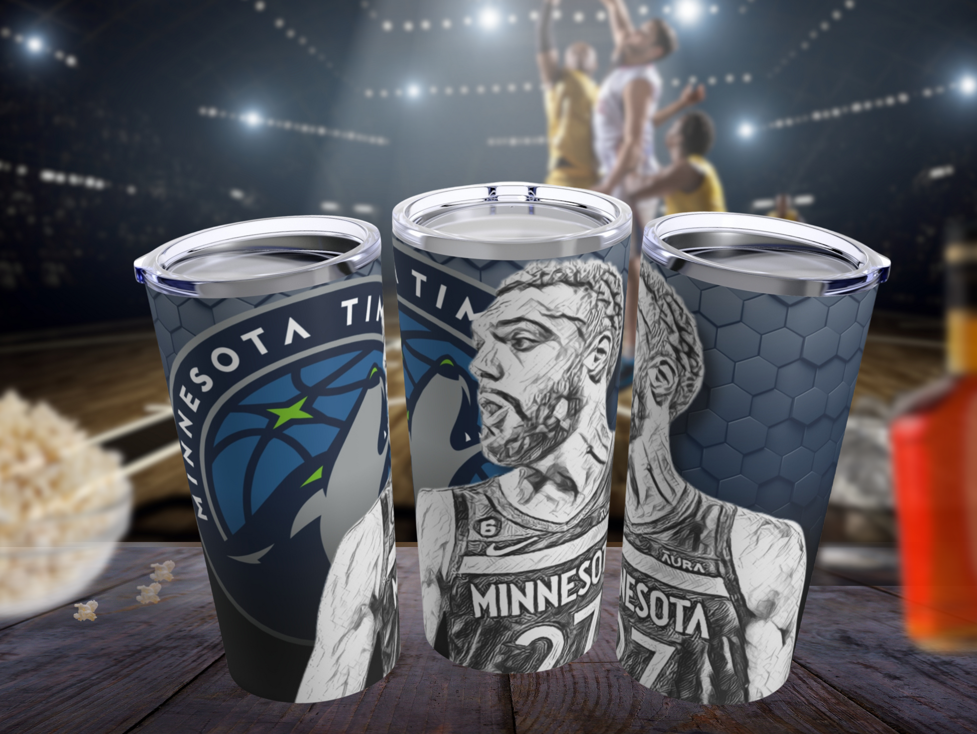 Minnesota Timberwolves 27 Rudy Gobert Tumbler 20oz back